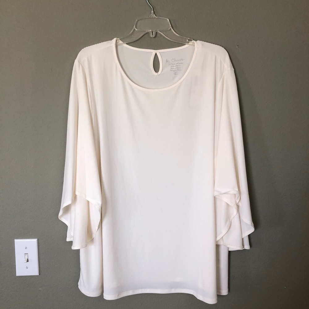 Chico’s Beige Blouse With Draped Sleeves